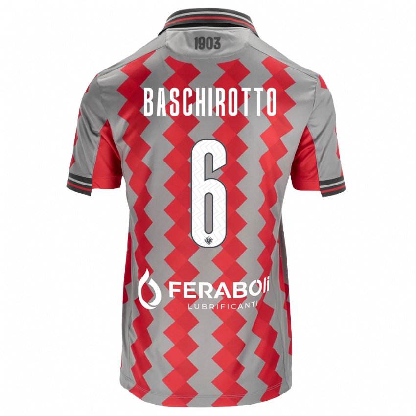 נשים Federico Baschirotto #6 אפור אדום לבן ג'רזי ביתית 2026/27 חולצה קצרה