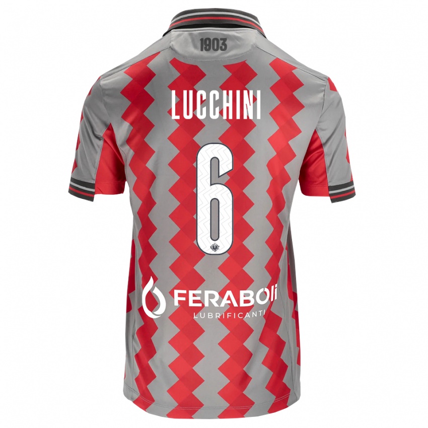 נשים Matteo Lucchini #6 אפור אדום לבן ג'רזי ביתית 2026/27 חולצה קצרה