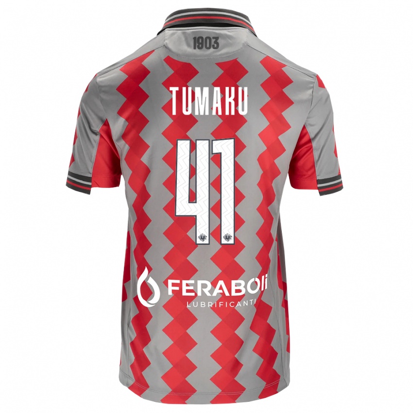 נשים Niccolò Tumaku #41 אפור אדום לבן ג'רזי ביתית 2026/27 חולצה קצרה