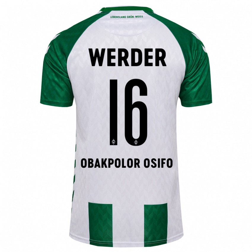 נשים Valentin Obakpolor Osifo #16 ירוק לבן ג'רזי ביתית 2026/27 חולצה קצרה