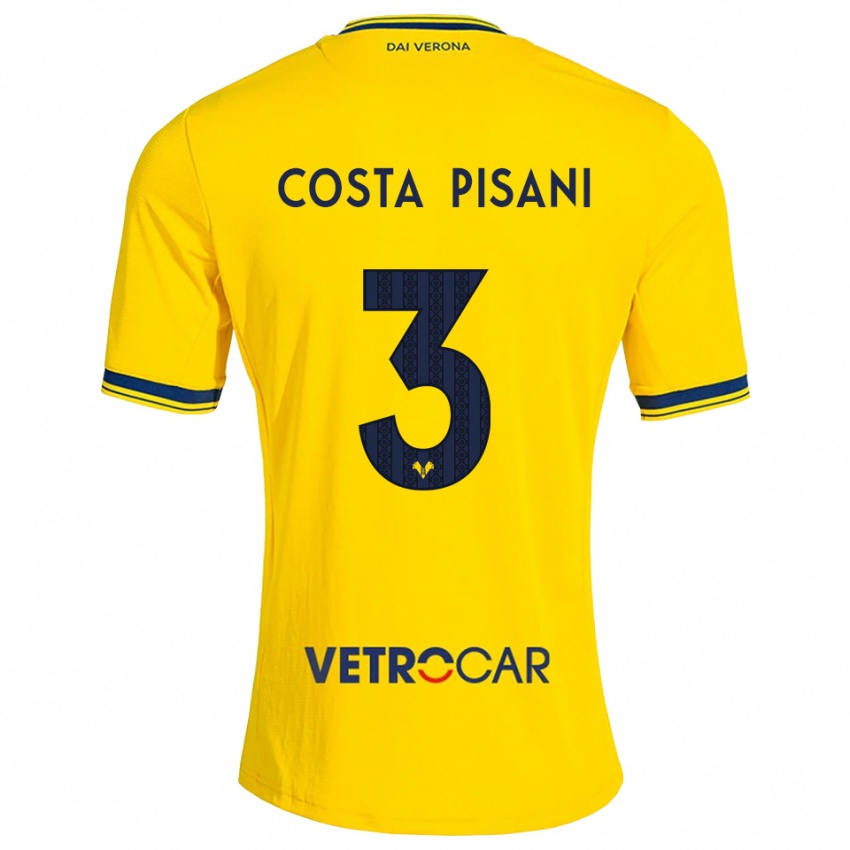נשים Davide Costa Pisani #3 צהוב אדום הרחק ג'רזי 2026/27 חולצה קצרה