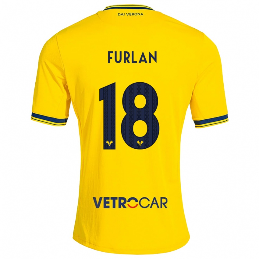 נשים David Furlan #18 צהוב אדום הרחק ג'רזי 2026/27 חולצה קצרה