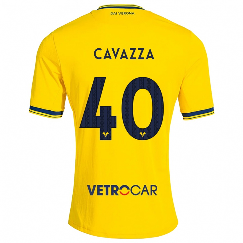 נשים Filippo Cavazza #40 צהוב אדום הרחק ג'רזי 2026/27 חולצה קצרה