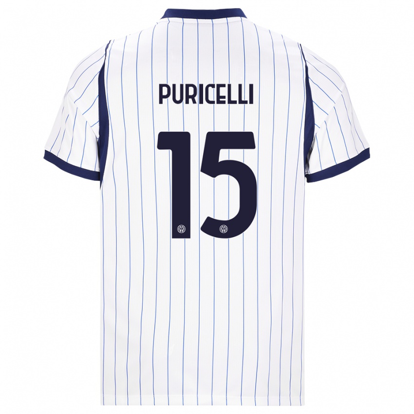 נשים Lorenzo Puricelli #15 לבן כחול כהה הרחק ג'רזי 2026/27 חולצה קצרה