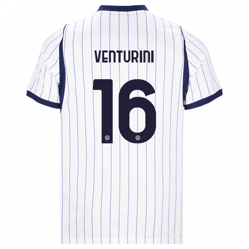נשים Matteo Venturini #16 לבן כחול כהה הרחק ג'רזי 2026/27 חולצה קצרה