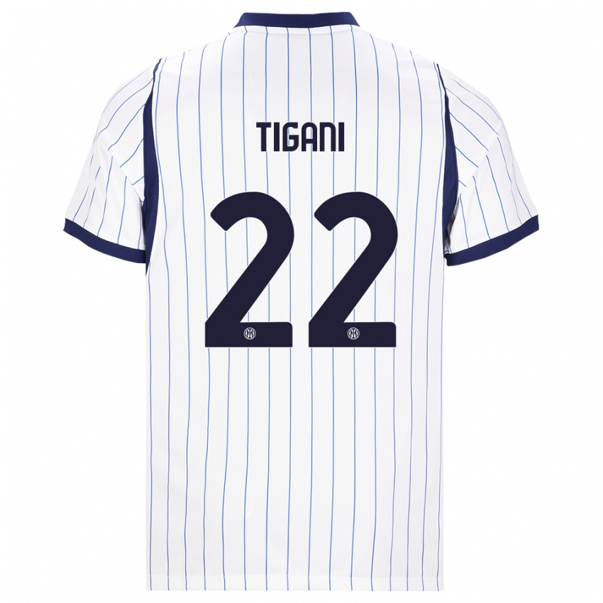 נשים Edoardo Tigani #22 לבן כחול כהה הרחק ג'רזי 2026/27 חולצה קצרה