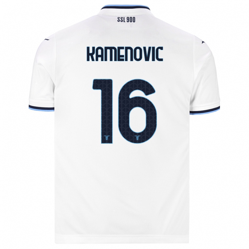 נשים Dimitrije Kamenović #16 לבן כחול כהה הרחק ג'רזי 2026/27 חולצה קצרה