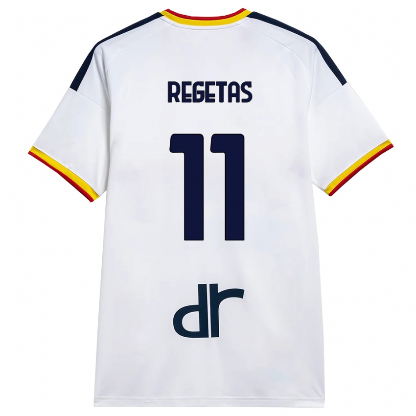 נשים Domagoj Regetas #11 לבן צהוב אדום הרחק ג'רזי 2026/27 חולצה קצרה