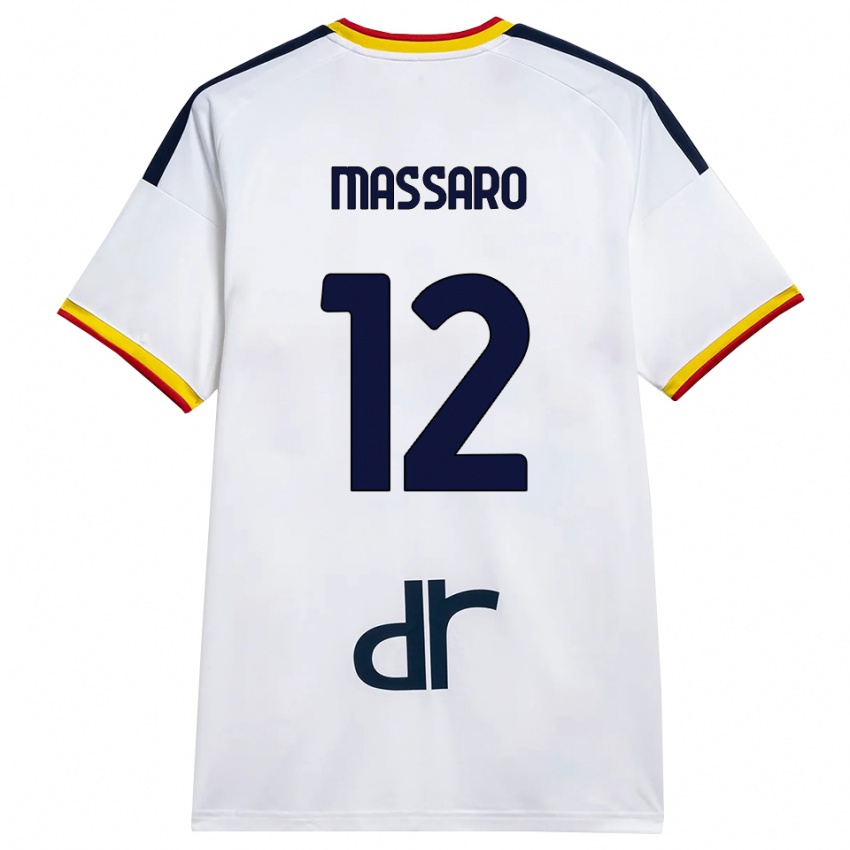 נשים Gianmaria Massaro #12 לבן צהוב אדום הרחק ג'רזי 2026/27 חולצה קצרה