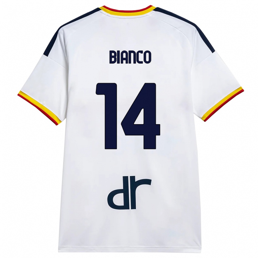 נשים Gioele Bianco #14 לבן צהוב אדום הרחק ג'רזי 2026/27 חולצה קצרה