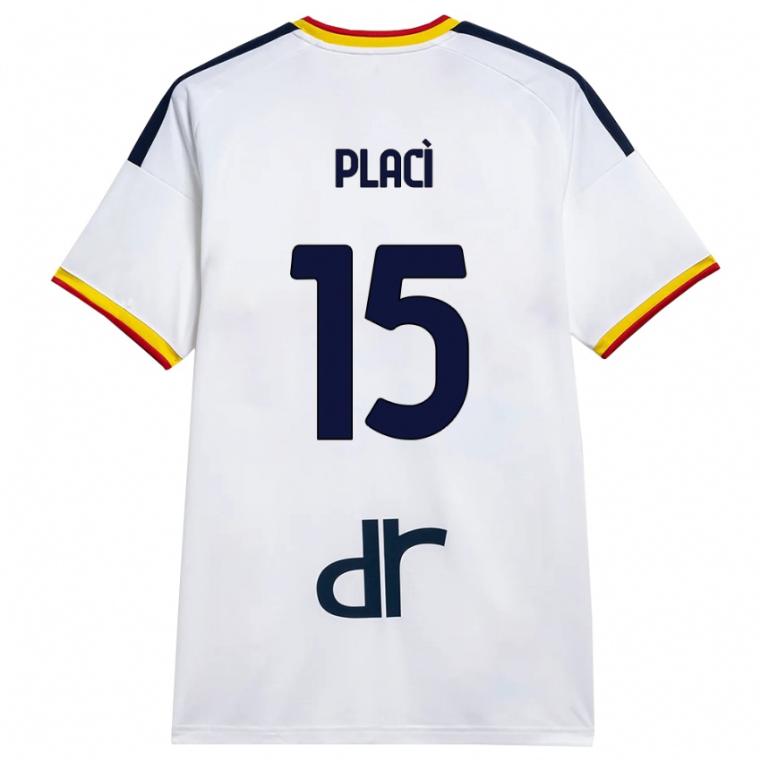 נשים Davide Placì #15 לבן צהוב אדום הרחק ג'רזי 2026/27 חולצה קצרה