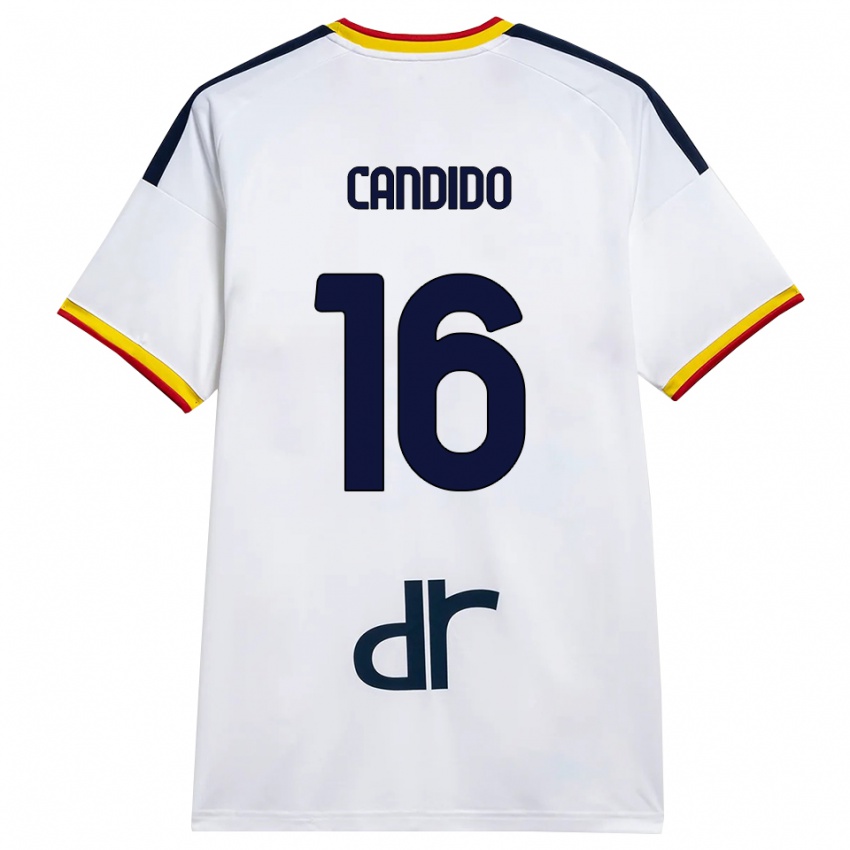 נשים Filippo Candido #16 לבן צהוב אדום הרחק ג'רזי 2026/27 חולצה קצרה