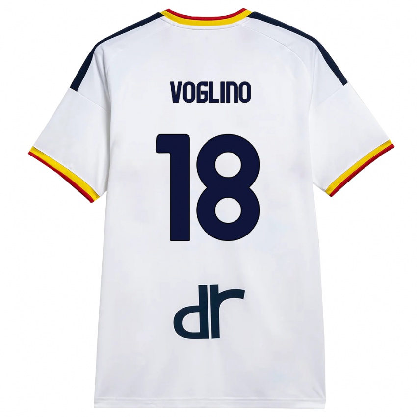 נשים Giacomo Voglino #18 לבן צהוב אדום הרחק ג'רזי 2026/27 חולצה קצרה