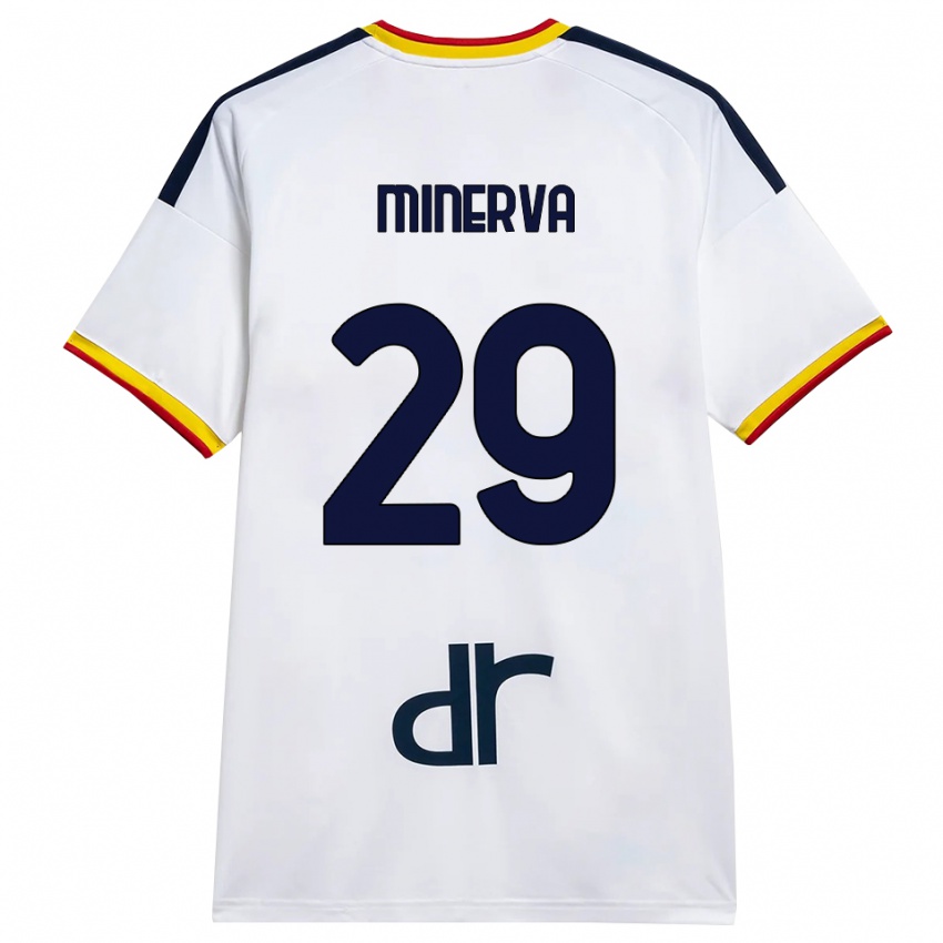 נשים Francesco Minerva #29 לבן צהוב אדום הרחק ג'רזי 2026/27 חולצה קצרה
