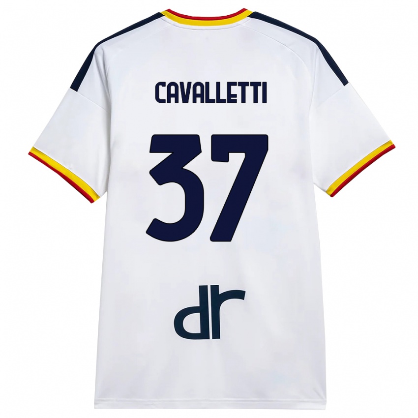 נשים Cristian Cavalletti #37 לבן צהוב אדום הרחק ג'רזי 2026/27 חולצה קצרה