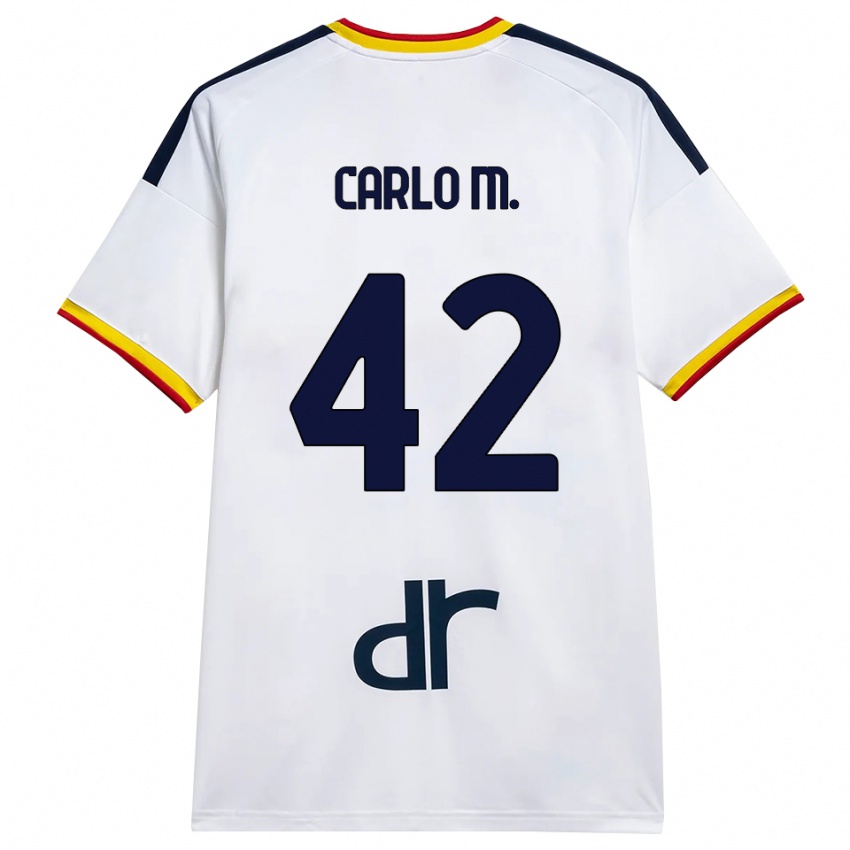 נשים Carlo Mariano #42 לבן צהוב אדום הרחק ג'רזי 2026/27 חולצה קצרה