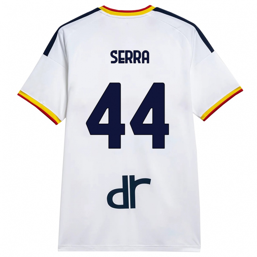 נשים Francesco Serra #44 לבן צהוב אדום הרחק ג'רזי 2026/27 חולצה קצרה