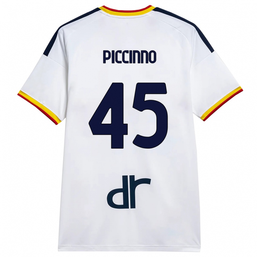 נשים Daniele Piccinno #45 לבן צהוב אדום הרחק ג'רזי 2026/27 חולצה קצרה