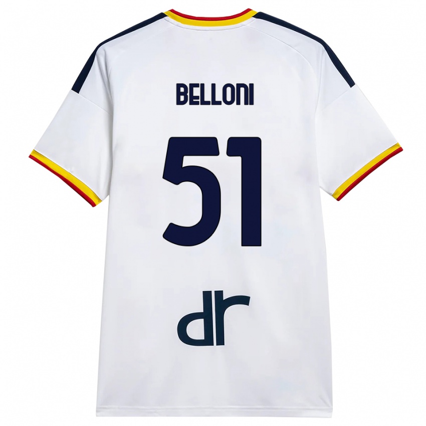 נשים Giacomo Belloni #51 לבן צהוב אדום הרחק ג'רזי 2026/27 חולצה קצרה