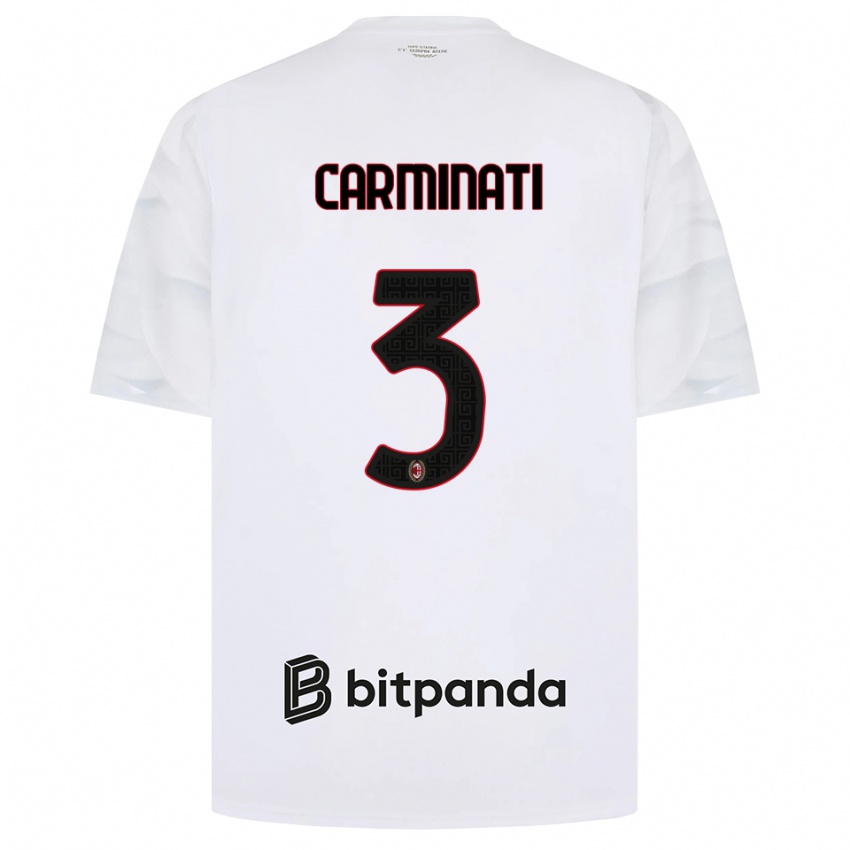 נשים Diego Carminati #3 לבן אדום שחור הרחק ג'רזי 2026/27 חולצה קצרה