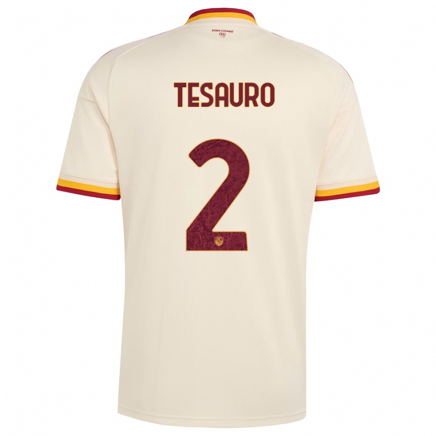נשים Emanuele Tesauro #2 שמפניה אדום צהוב הרחק ג'רזי 2026/27 חולצה קצרה