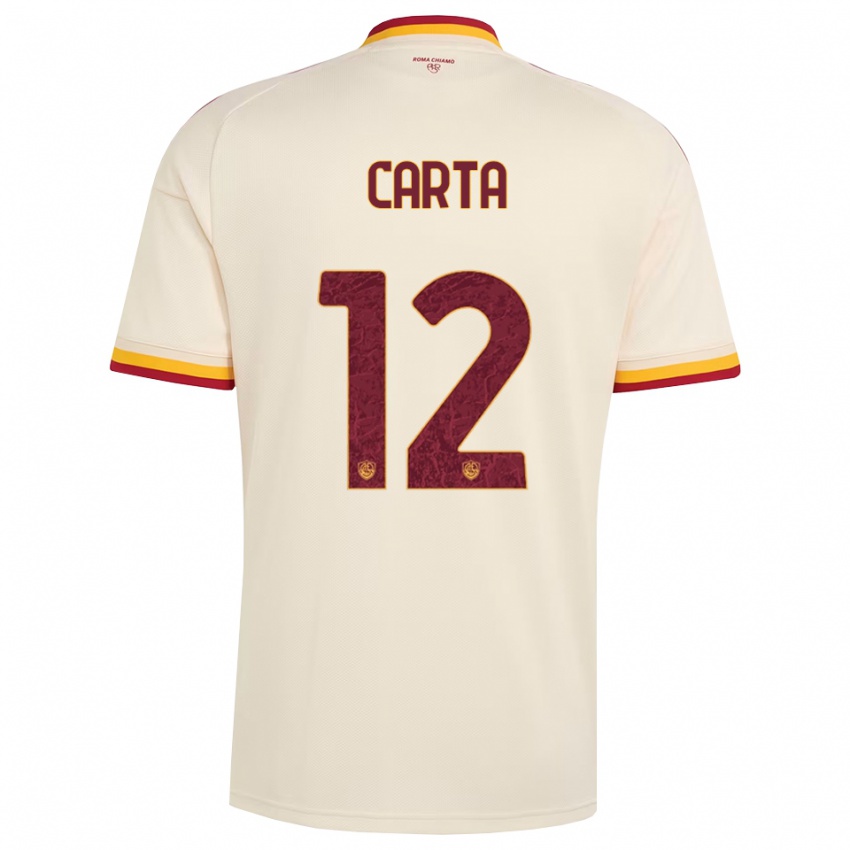 נשים Lorenzo Carta #12 שמפניה אדום צהוב הרחק ג'רזי 2026/27 חולצה קצרה