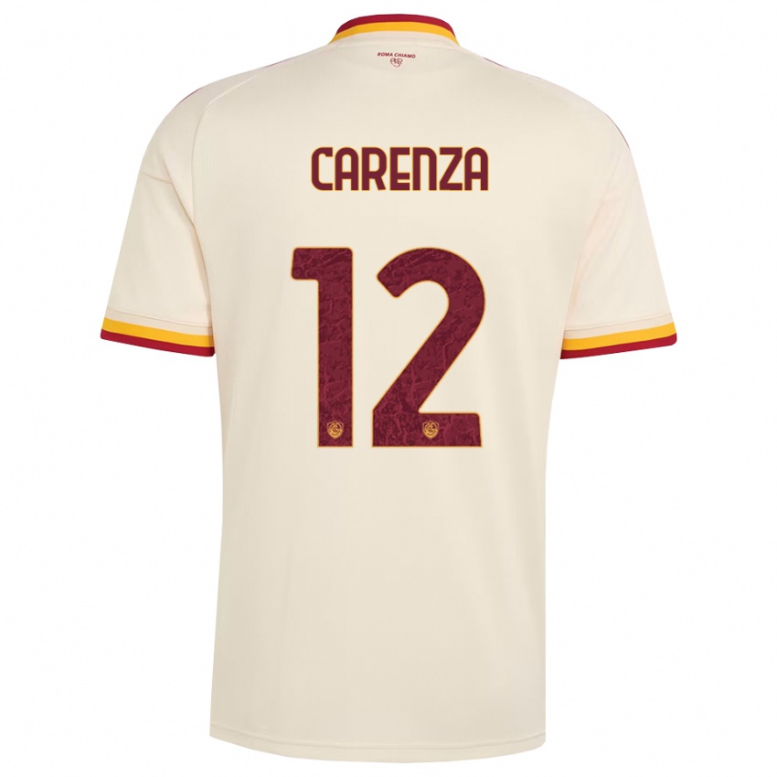 נשים Dario Carenza #12 שמפניה אדום צהוב הרחק ג'רזי 2026/27 חולצה קצרה