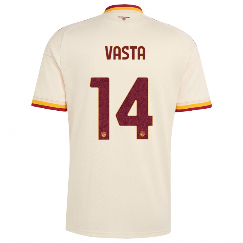 נשים Jacopo Vasta #14 שמפניה אדום צהוב הרחק ג'רזי 2026/27 חולצה קצרה