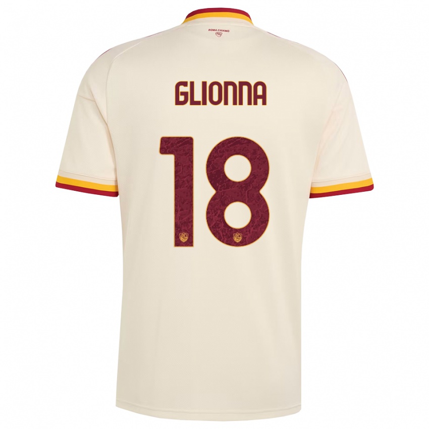 נשים Benedetta Glionna #18 שמפניה אדום צהוב הרחק ג'רזי 2026/27 חולצה קצרה