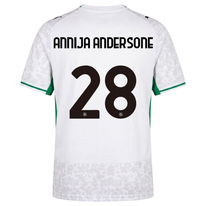 נשים Gabriela Annija Andersone #28 לבן שחור ירוק הרחק ג'רזי 2026/27 חולצה קצרה