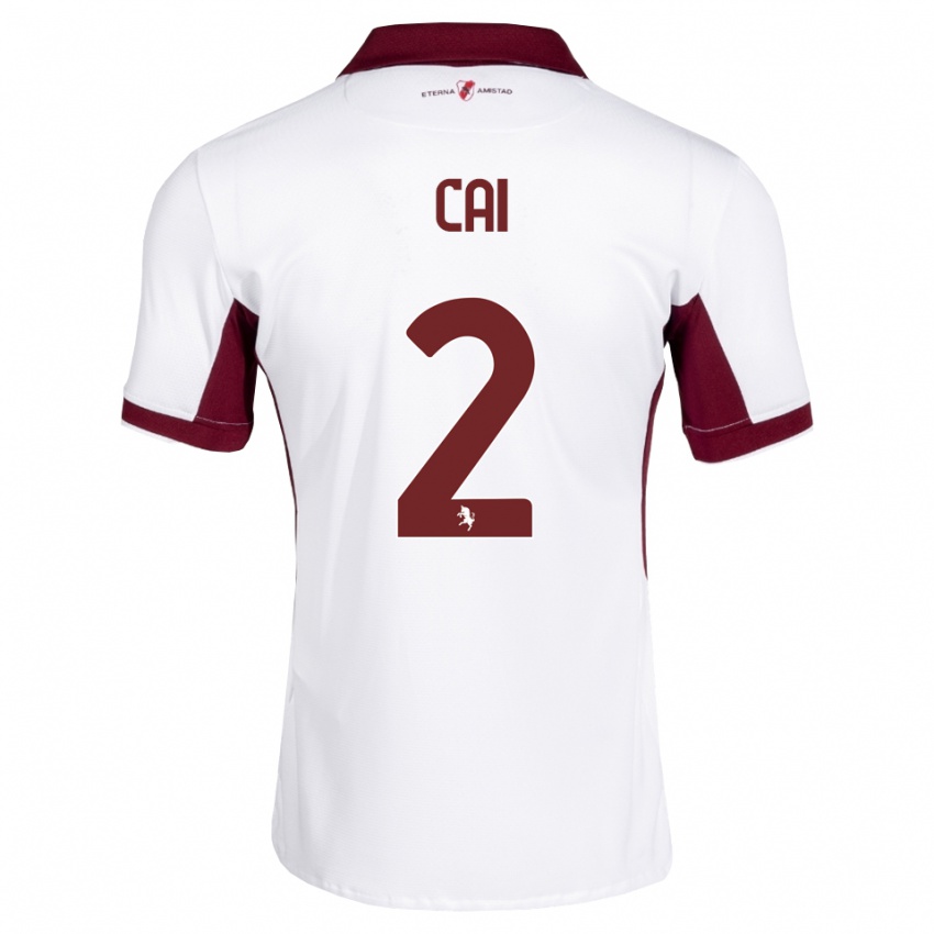 נשים Federico Cai #2 בורדו לבן אדום הרחק ג'רזי 2026/27 חולצה קצרה