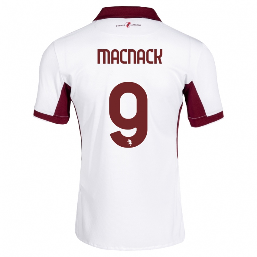 נשים Flynn Macnack #9 בורדו לבן אדום הרחק ג'רזי 2026/27 חולצה קצרה