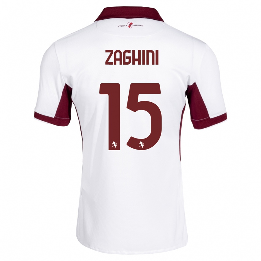 נשים Mattia Zaghini #15 בורדו לבן אדום הרחק ג'רזי 2026/27 חולצה קצרה