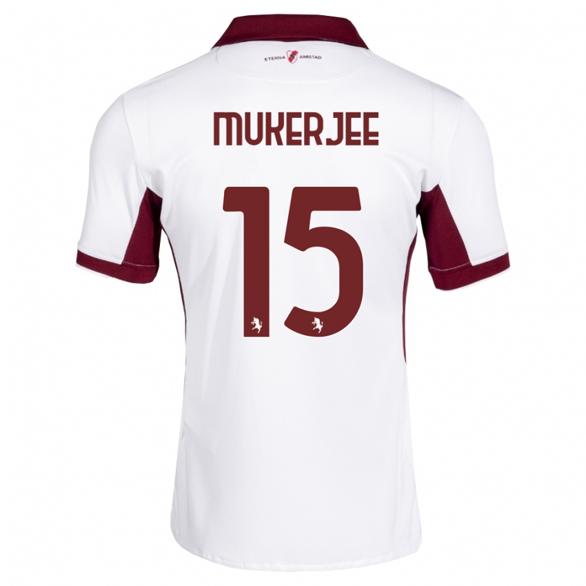 נשים Carlo Mukerjee #15 בורדו לבן אדום הרחק ג'רזי 2026/27 חולצה קצרה
