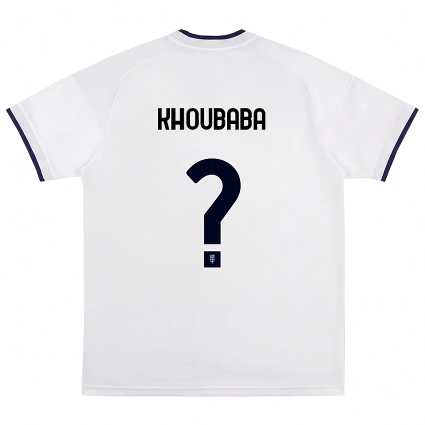 נשים Ilias Khoubaba #0 לבן אדום כחול מלכותי הרחק ג'רזי 2026/27 חולצה קצרה