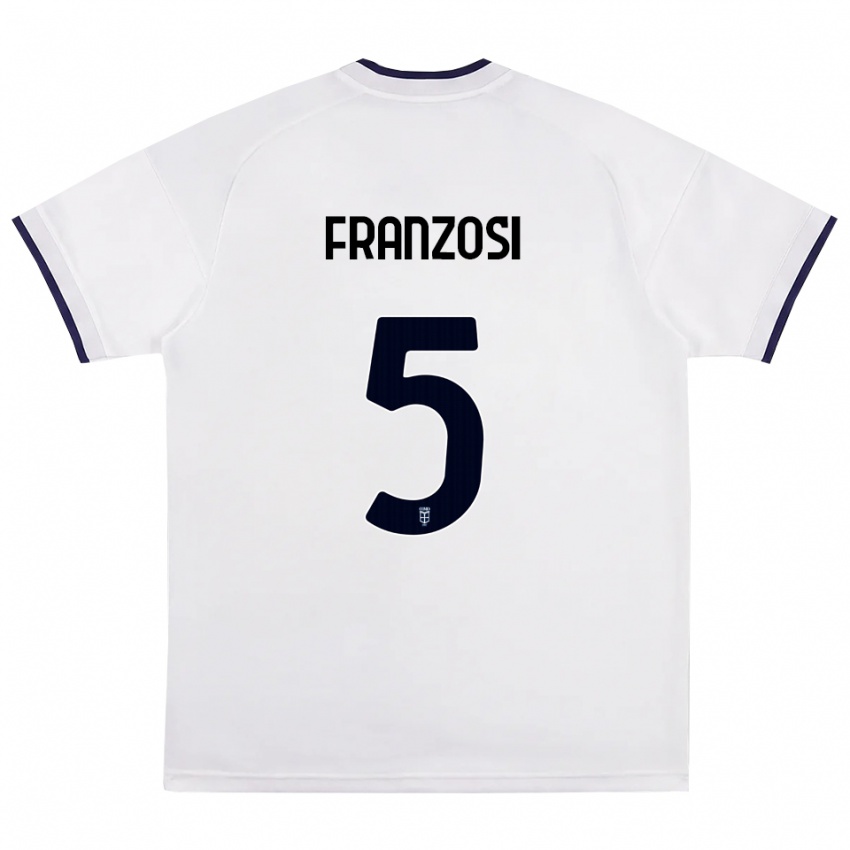 נשים Edoardo Franzosi #5 לבן אדום כחול מלכותי הרחק ג'רזי 2026/27 חולצה קצרה