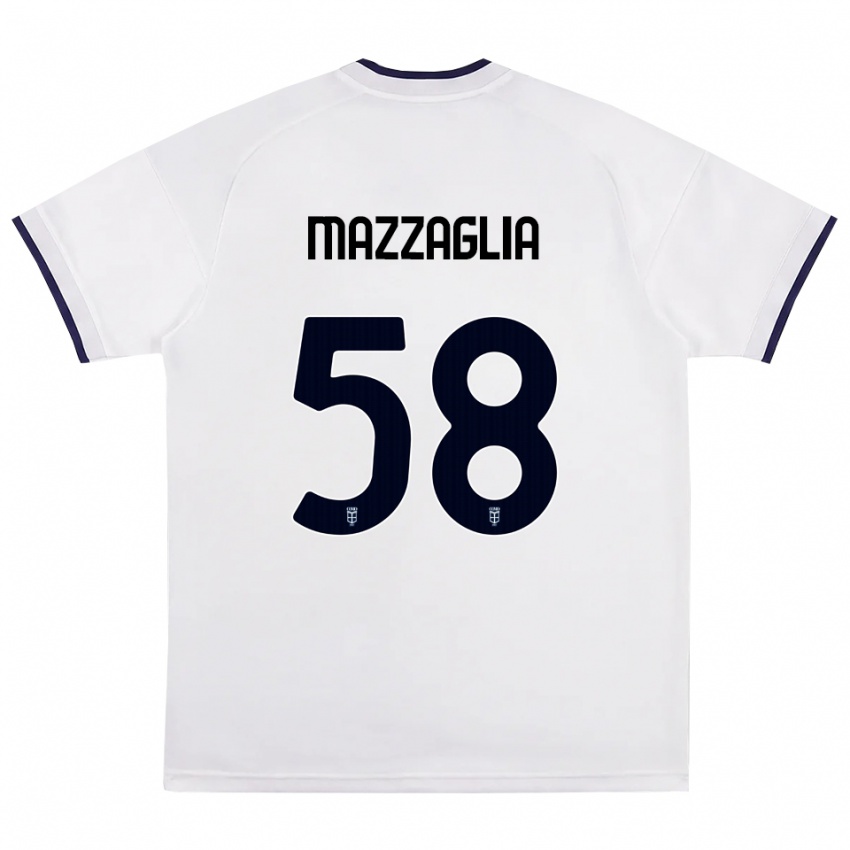 נשים Giuseppe Mazzaglia #58 לבן אדום כחול מלכותי הרחק ג'רזי 2026/27 חולצה קצרה