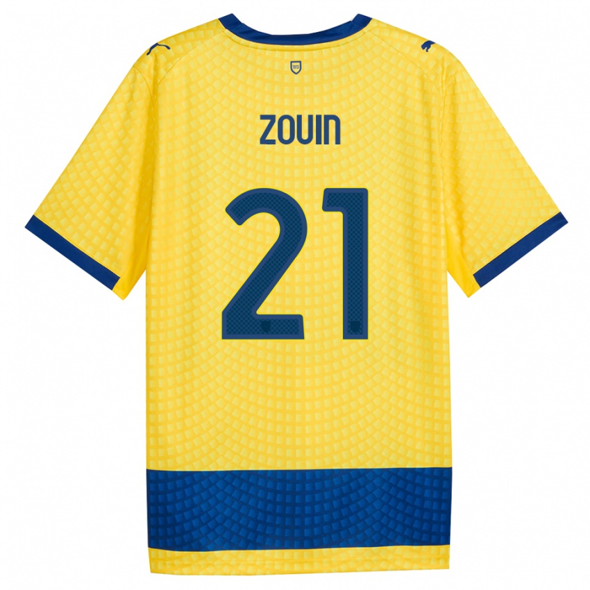 נשים Aymen Zouin #21 צהוב כחול שחור הרחק ג'רזי 2026/27 חולצה קצרה