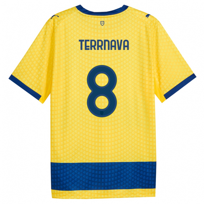 נשים Dren Terrnava #8 צהוב כחול שחור הרחק ג'רזי 2026/27 חולצה קצרה