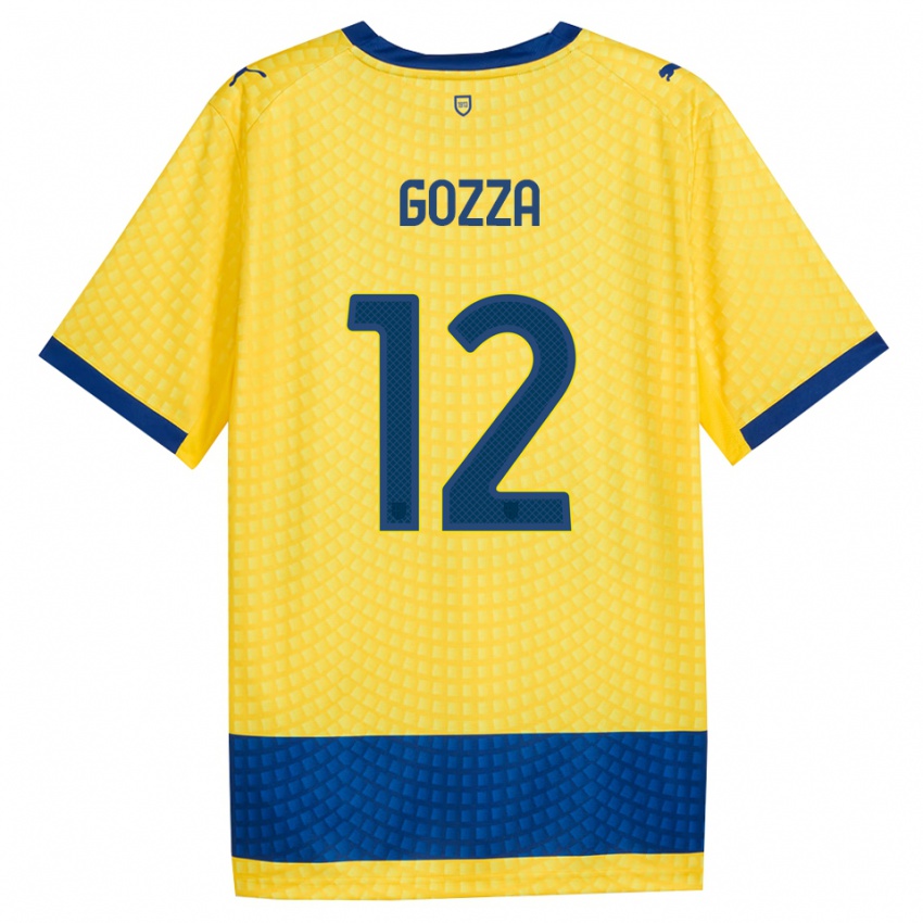 נשים Luca Gozza #12 צהוב כחול שחור הרחק ג'רזי 2026/27 חולצה קצרה נשים Luca Gozza #12 צהוב כחול שחור הרחק ג'רזי 2026/27 חולצה קצרה