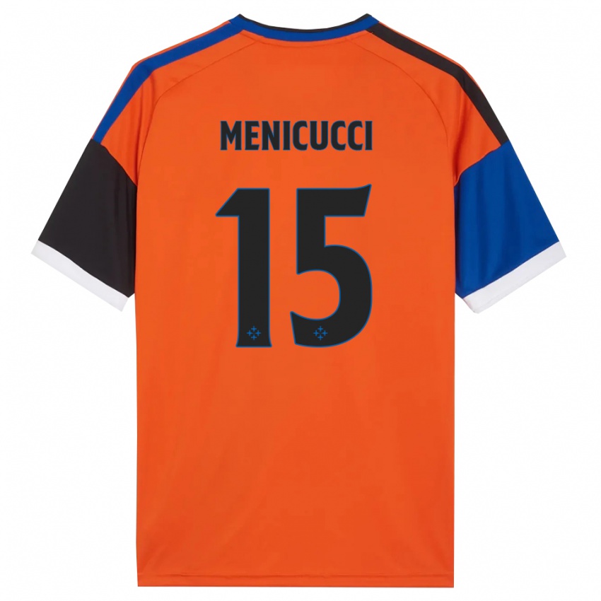 נשים Edoardo Menicucci #15 כתום כחול שחור לבן הרחק ג'רזי 2026/27 חולצה קצרה