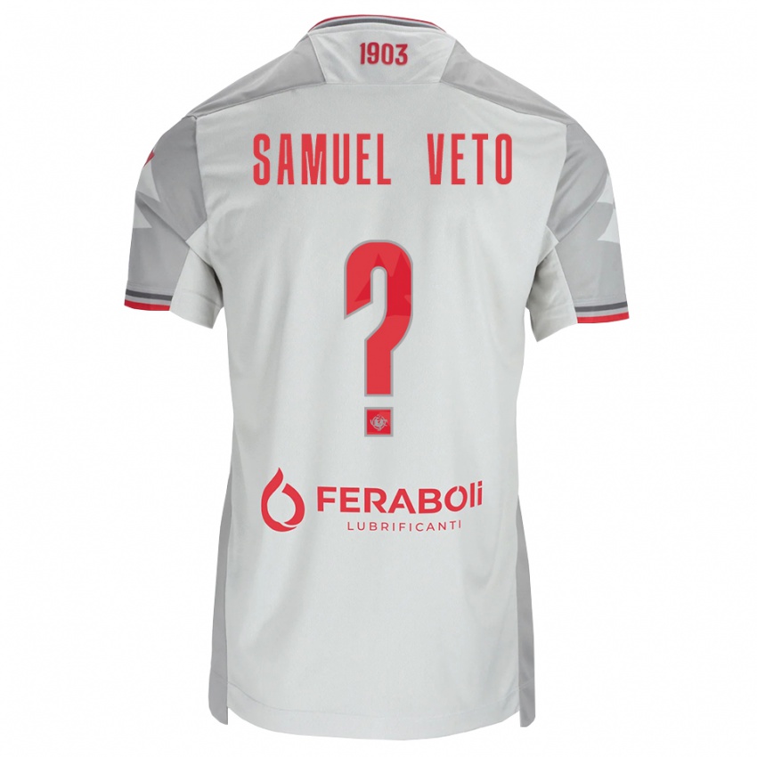 נשים Djoloelie Samuel Veto #0 אפור לבן אדום הרחק ג'רזי 2026/27 חולצה קצרה