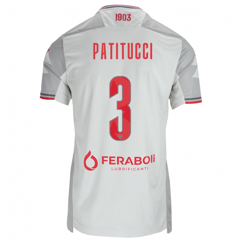 נשים Christian Patitucci #3 אפור לבן אדום הרחק ג'רזי 2026/27 חולצה קצרה