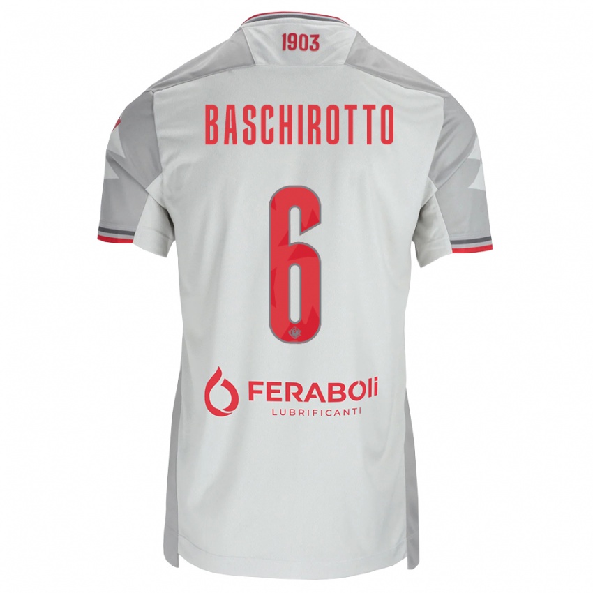 נשים Federico Baschirotto #6 אפור לבן אדום הרחק ג'רזי 2026/27 חולצה קצרה