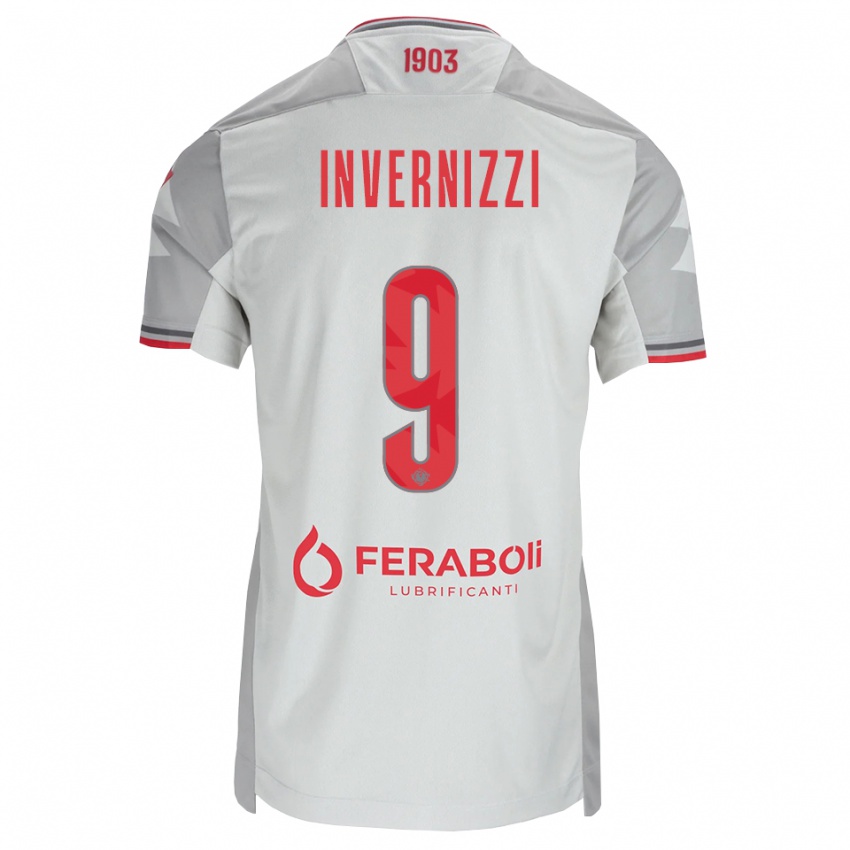 נשים Leonardo Invernizzi #9 אפור לבן אדום הרחק ג'רזי 2026/27 חולצה קצרה