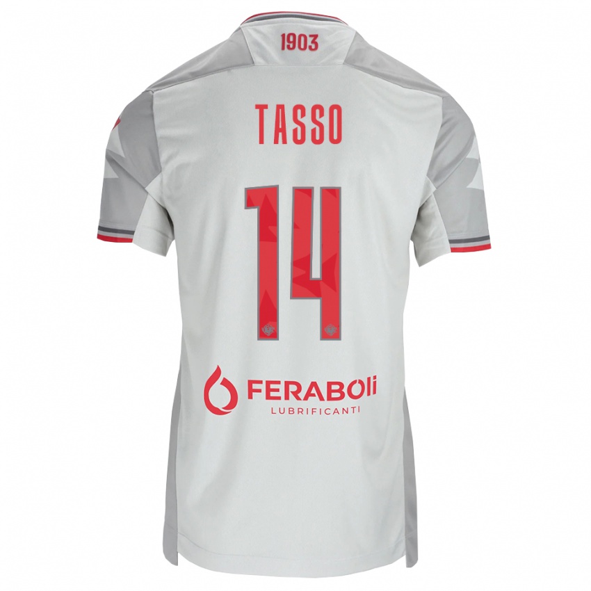נשים Achille Tasso #14 אפור לבן אדום הרחק ג'רזי 2026/27 חולצה קצרה