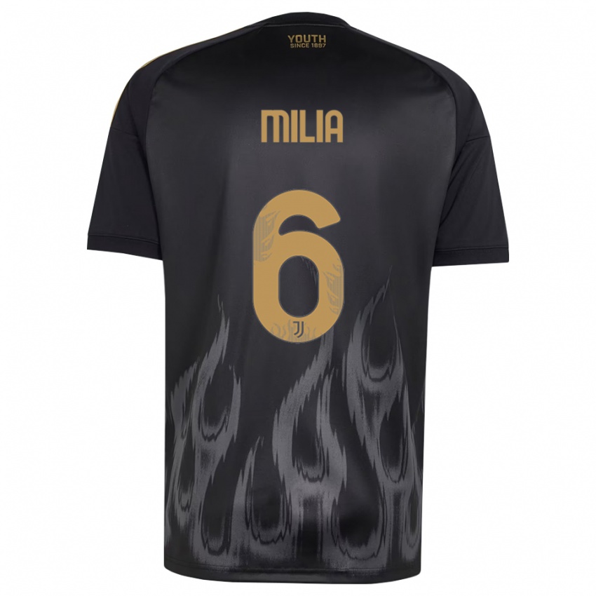 נשים Nicolò Milia #6 שחור חום ג'רזי קיט שלישי 2026/27 חולצה קצרה