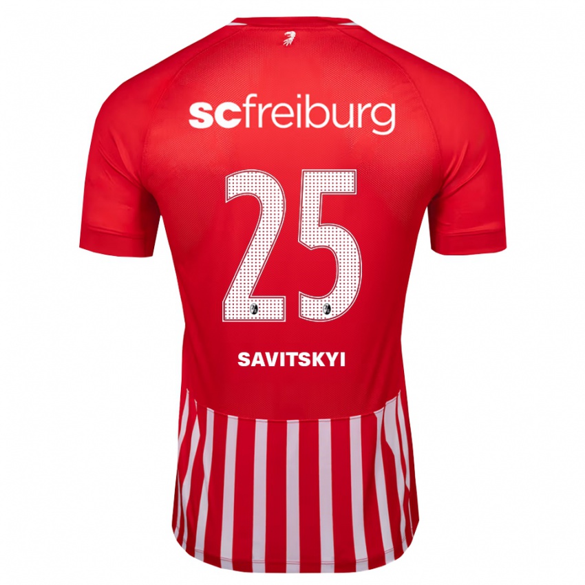 ילדים Kiril Savitskyi #25 אדום לבן שחור ג'רזי ביתית 2026/27 חולצה קצרה