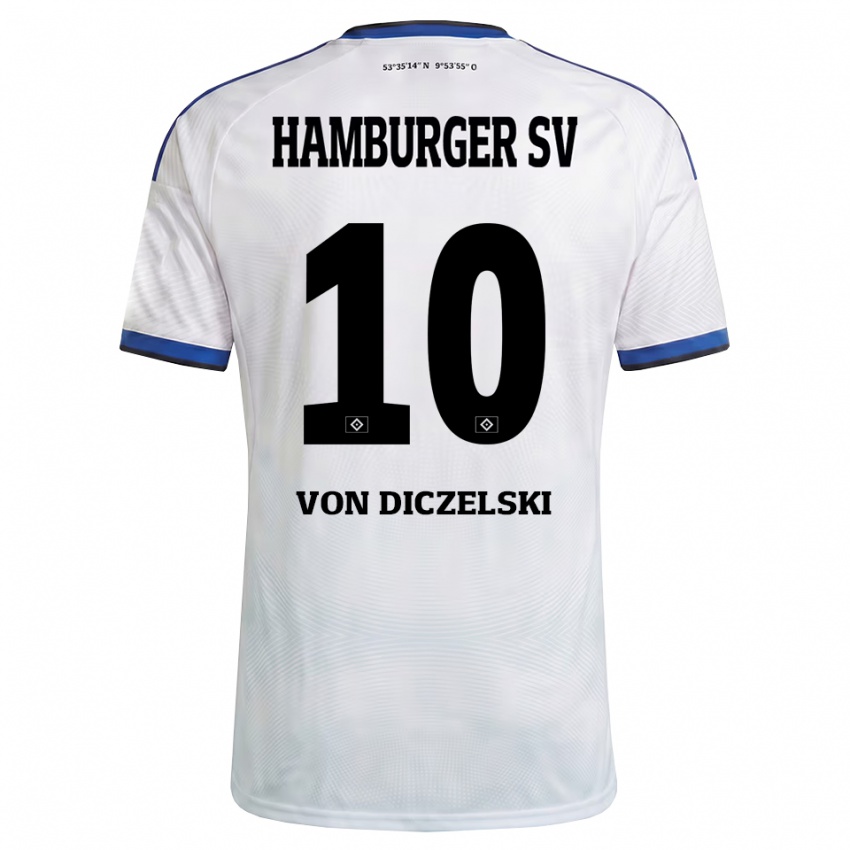 ילדים Jannes Von Diczelski #10 לבן שחור כחול ג'רזי ביתית 2026/27 חולצה קצרה