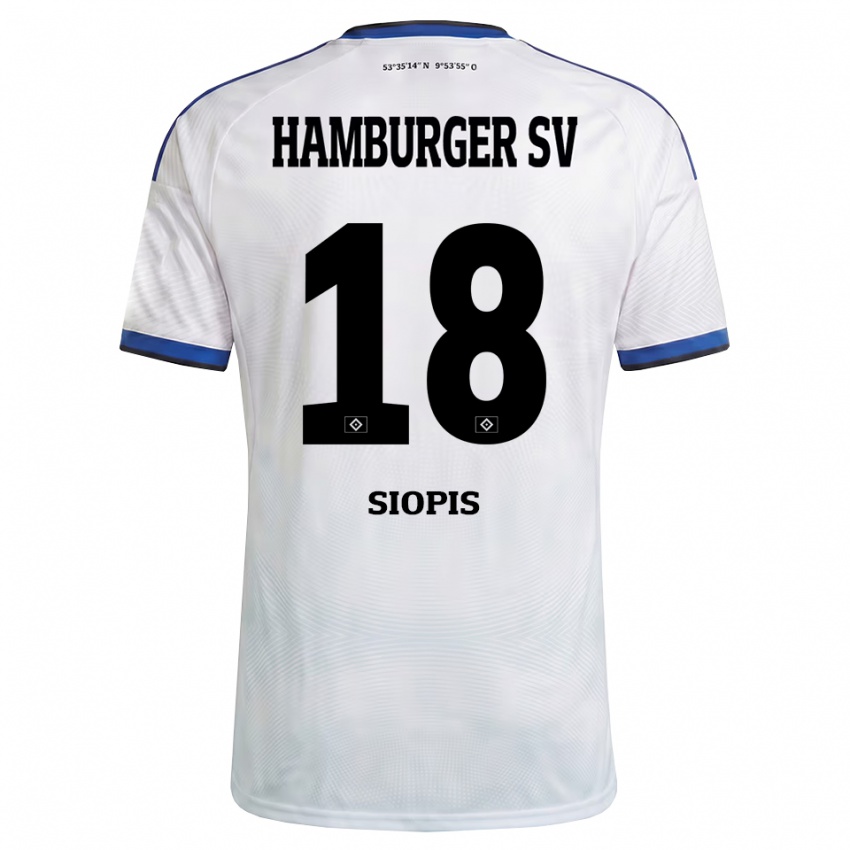 ילדים Vassilios Siopis #18 לבן שחור כחול ג'רזי ביתית 2026/27 חולצה קצרה